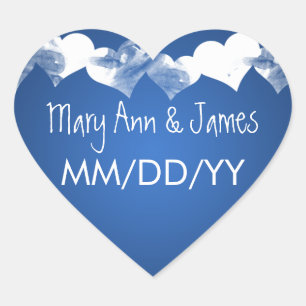 Wedding Save The Date Grunge Hearts Blue Heart Sticker