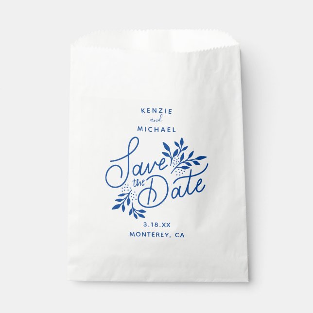 Wedding Save the Date Hand Drawn Botanical Swag Favour Bags (Front)