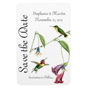 Wedding Save the Date Hummingbirds Bird Flowers Magnet