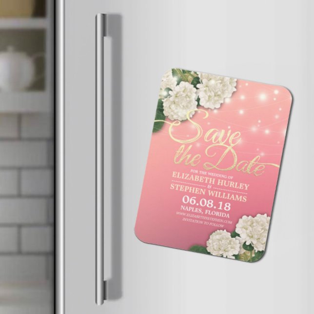 Wedding Save The Date Hydrangea Flowers Light Pink Magnet (Creator Uploaded)