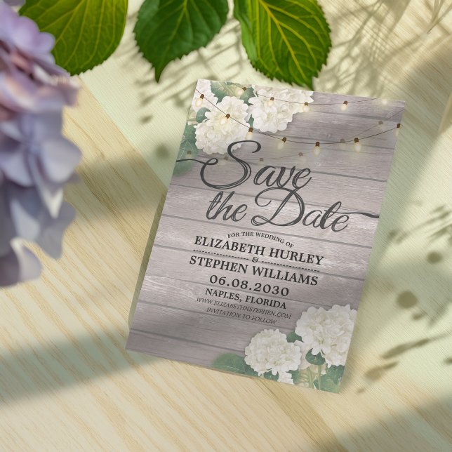 Wedding Save The Date Hydrangea String Lights Wood (Creator Uploaded)