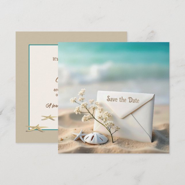 Wedding Save The Date In Beach Sand (Front/Back)