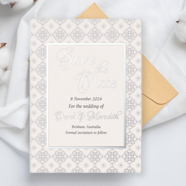 Wedding Save the Date Invitation with silver foil (Creator Uploaded)