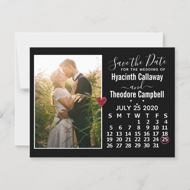 Wedding Save the Date July 2020 Calendar Photo Magnetic Invitation (Front)