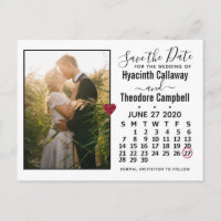 Wedding Save the Date June 2020 Calendar Photo
