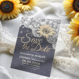Wedding Save The Date Lace Sunflower String Lights