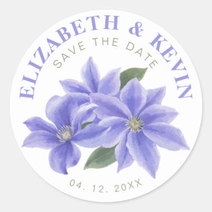 Wedding Save The Date Lavender Floral Elegant Classic Round Sticker