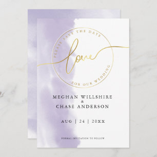 WEDDING Save the Date Lilac Violet Watercolor Invitation