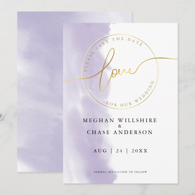 WEDDING | Save the Date Lilac Violet Watercolor Invitation (Front/Back)