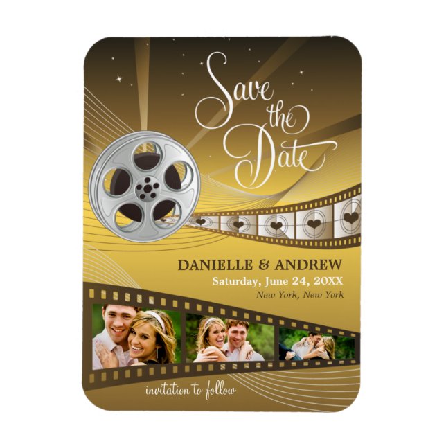 Wedding Save the Date Magnets | Movie Reel (Vertical)
