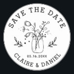 Wedding Save the Date Mason Jar Flowers Classic Round Sticker<br><div class="desc">Create Your Own Wedding Save the Date Round Sticker. For more advanced customisation of this design,  Please click the "Customise" button above!</div>