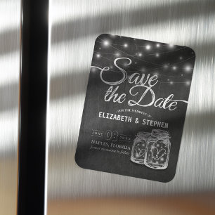 Wedding Save The Date Mason Jars String Lights Magnet