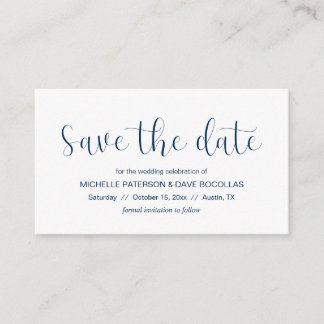 Wedding Save the date Minimal design, Navy bl font Enclosure Card