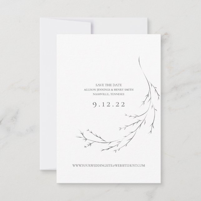Wedding Save the Date Minimalist Hand-Drawn Card (Front)