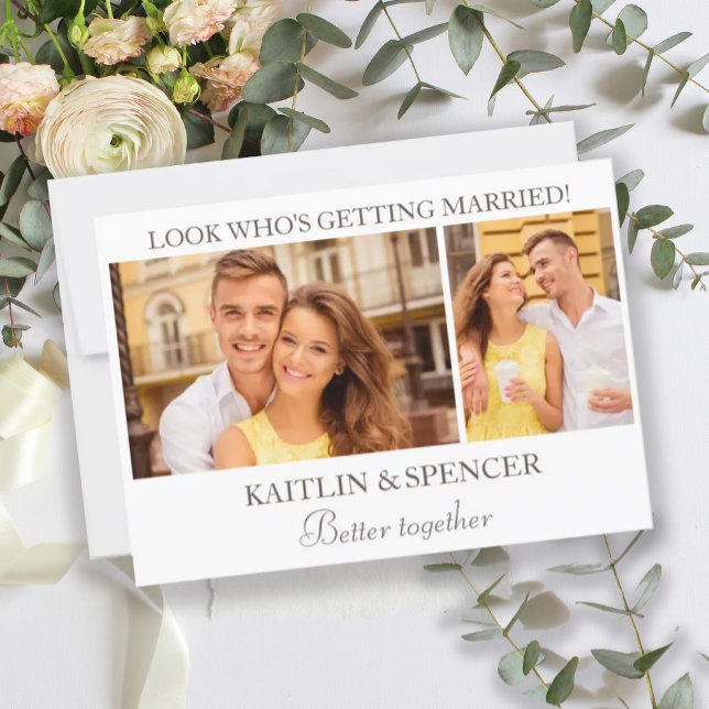 Wedding Save the Date Modern 2 Photo White Invitation (Creator Uploaded)