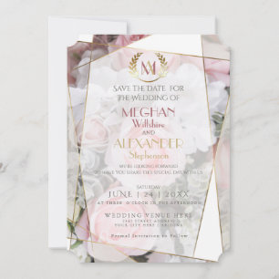 Wedding Save the Date    Modern Geometric PinkRose