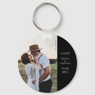 Wedding Save the Date Modern Photo Key Ring
