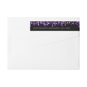 Wedding Save The Date Modern Purple Lights Wrap Around Label