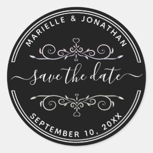 Wedding Save the Date Modern Script Return Address Classic Round Sticker