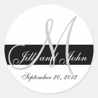 Wedding Save the Date Monogram Black & Grey Seal