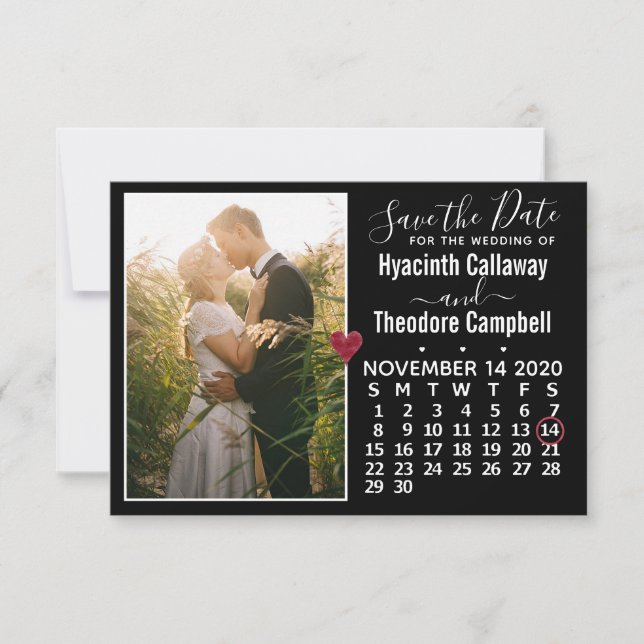 Wedding Save the Date November 2020 Calendar Photo (Front)