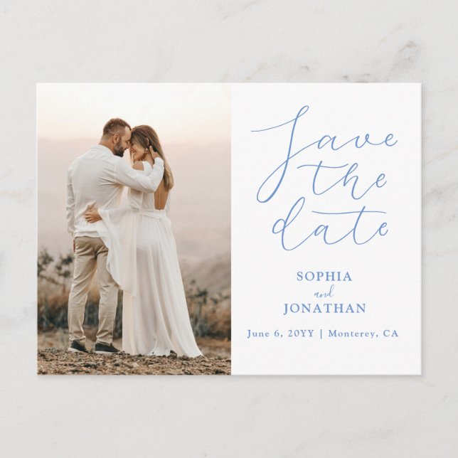 Wedding Save the Date Photo Chic Elegant Script Postcard (Front)