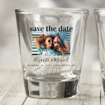 Wedding Save the Date Photo Custom Shot Glass<br><div class="desc">A fun unique save the date for your special day,  this custom shot glass features "save the date" in bold modern typography on top of your photo (you can personalise this to something similar in length). Add your first names in a trendy script and wedding date and location below.</div>