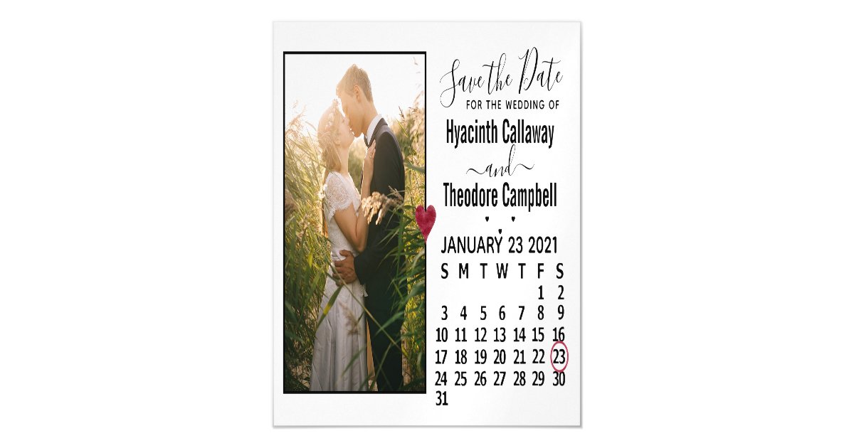 Wedding Save the Date Photo January 2021 Calendar Magnetic ...