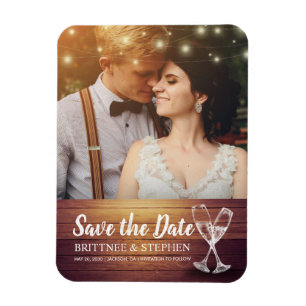 Wedding Save The Date Photo Magnet Champagne Glass