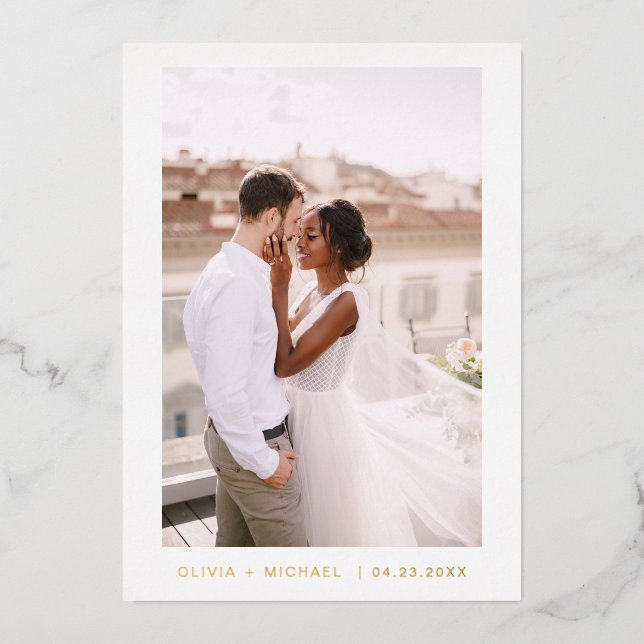 Wedding Save the Date Photo Minimalist Gold (Front)