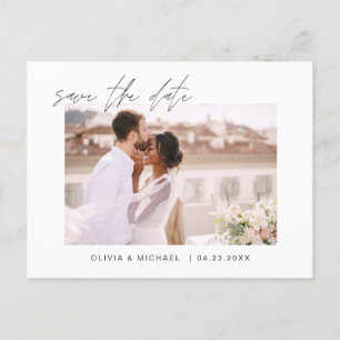 Wedding Save the Date Photo Minimalist Simple Announcement Postcard