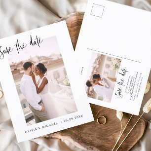 Wedding Save the Date Photo Minimalist Simple Post Postcard