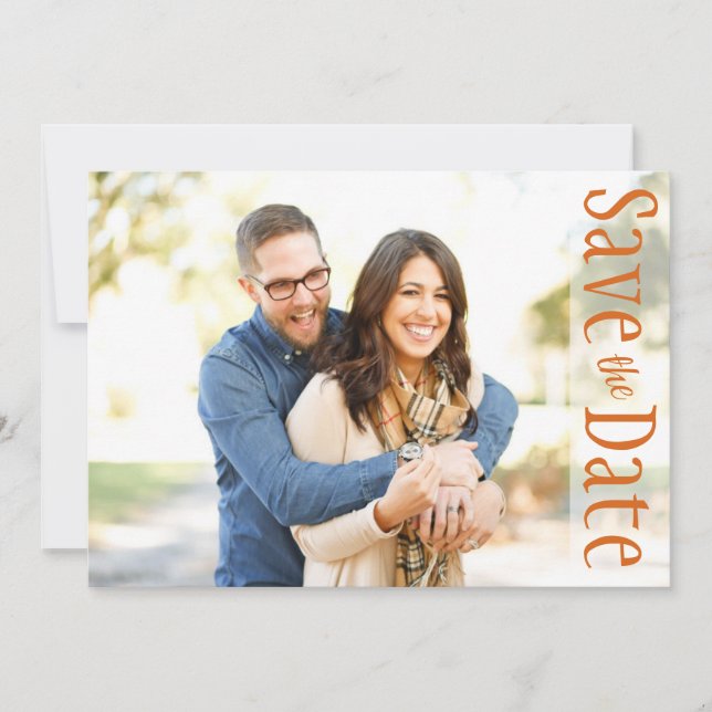 Wedding Save The Date Photo Rustic Autumn Leaves (Front)
