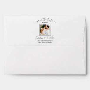 Wedding Save the Date Photo Script Return Address Envelope