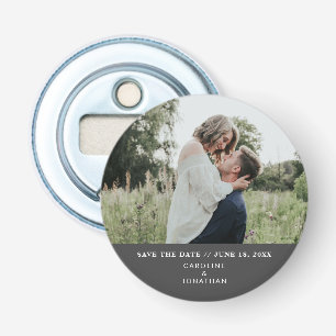 Wedding Save the Date Photo Simple Minimal Black Bottle Opener