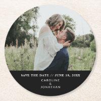 Wedding Save the Date Photo Simple Minimal Black