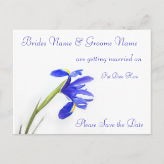 Wedding Save The Date Postcard -purple iris flower
