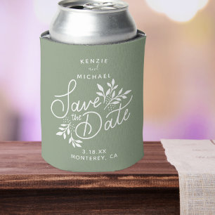 Wedding Save the Date Pretty Botanicals Blue Can C Cooler