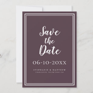 Wedding Save The Date Purple Simple Modern Script