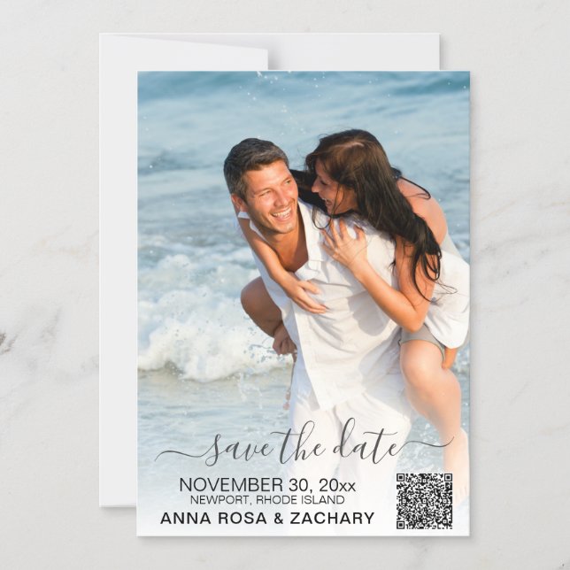 *~* WEDDING SAVE the DATE - QR Website AR6 Magnetic Invitation (Front)