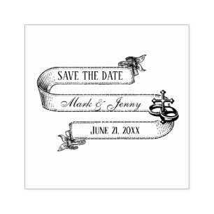 Wedding Save the Date Religious Cross Rubber Stamp