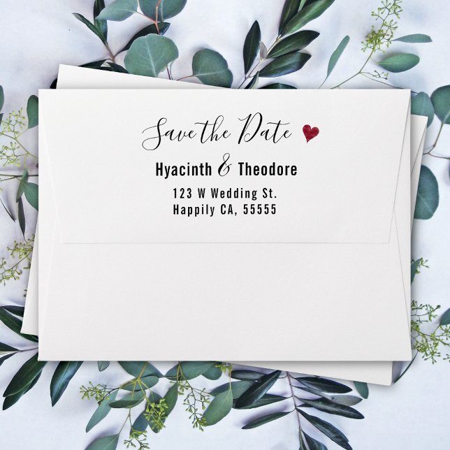 Wedding Save the Date Return Address Script Heart Envelope (Creator Uploaded)