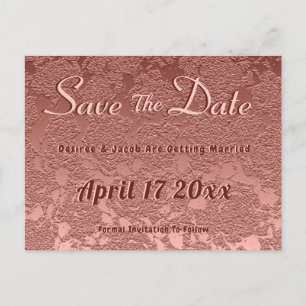 Wedding Save The Date Rose Gold Elegant Announcement Postcard