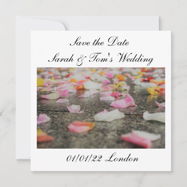 wedding save the date rose petals save the date invitation (Front)