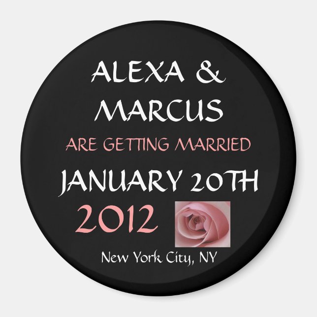 Wedding Save the Date Round Magnet (Front)