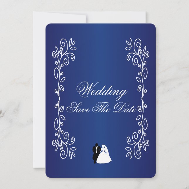 Wedding Save The Date Royal Blue Bride Groom (Front)