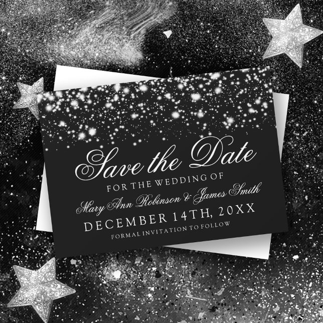 Wedding Save The Date Silver Midnight Glam Magnetic Invitation (Creator Uploaded)