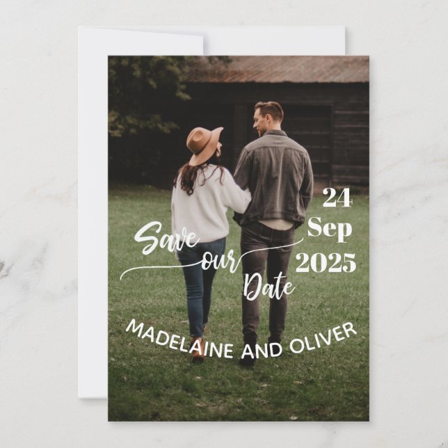 Wedding Save the Date Simple Photo Modern Invitation (Front)