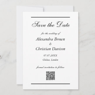 Wedding Save The Date Simple QR Code & Photo Back Invitation