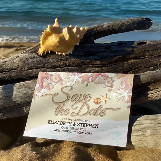 Wedding Save The Date Summer Sandy Beach Starfish (Creator Uploaded)